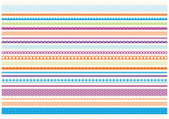 カラフルなボーダーのあしらいバリエーション　装飾　飾りレースモチーフ素材　背景