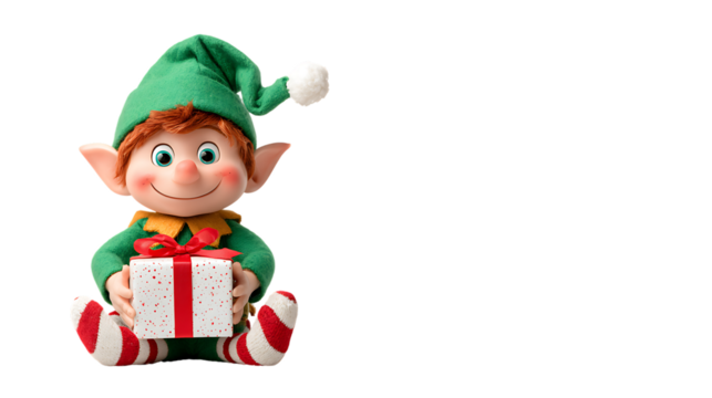 clown with gift box on white background 