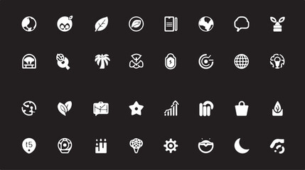 Black vector set of icons and symbols for web design and business featuring numbers and a heart sign illustration