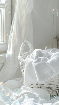 A basket of soap bubbles sits near a window, ready for play or decoration