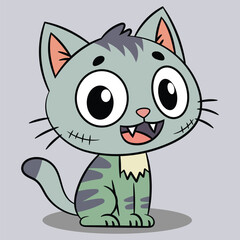 Cute cat zombie cartoon vector illustration