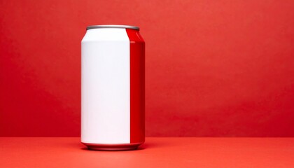 Minimalist aluminum beverage cans in white and red against red background for editorial packaging photography branding decor and poetic contrast-themed visuals