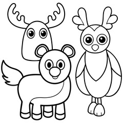 Cute Hand-Drawn Animal Doodle Set , Cartoon Vector Illustration for Kids, Nursery, and Education Design,Animal vector,Animal  design,Animal  template,Animal post,animal