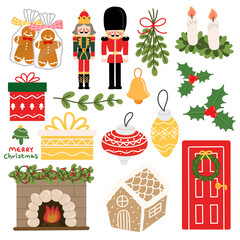겨울 크리스마스 성탄 드로잉 일러스트(winter christmas drawing sticker set illustration)