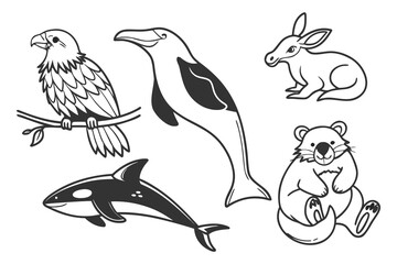 Cute Hand-Drawn Animal Doodle Set , Cartoon Vector Illustration for Kids, Nursery, and Education Design,Animal vector,Animal  design,Animal  template,Animal post,animal