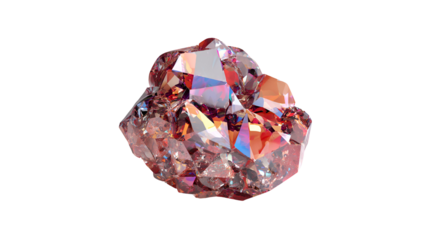 Raw rough pink gemstone crystal isolated on transparent background