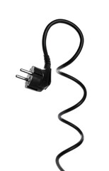 One electrical wire with plug isolated on white