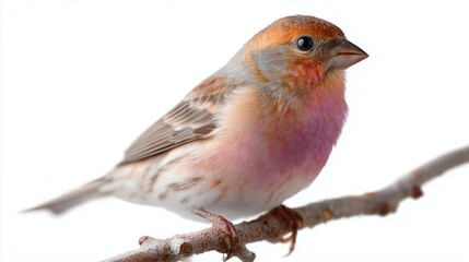 Fototapeta premium Beautiful finch perched on a branch with soft colors in a clear setting