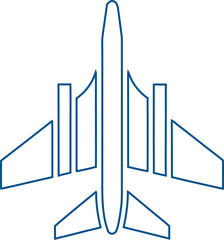 Simple fighter aircraft outline vector icon. Clean jet silhouette for aviation badges, emblems, and transport graphics.