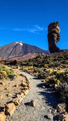 Volcanic landscape with a rock formation