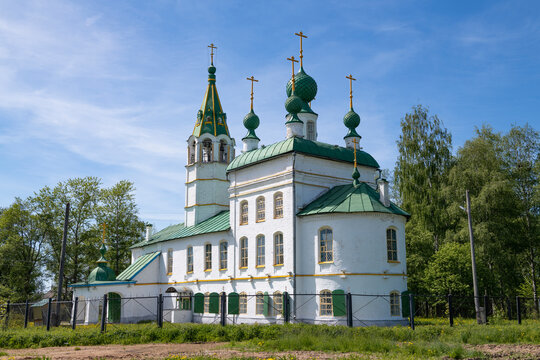 The ancient Church of the Ascension of the Lord (1795) on a sunny May day. Tutaev, Yaroslavl region. Russia