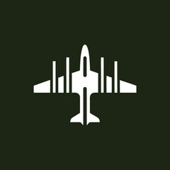 Stylish aviation jet vector illustration on dark theme. Perfect for pilot, airline, and travel branding concepts.