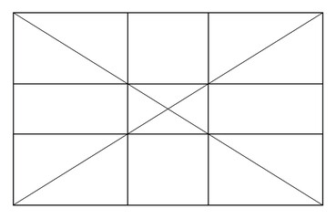 Three Quarters Photography composition rules colorful frame design template.