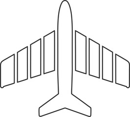 Fighter jet vector outline icon. Thin line military aircraft design for aviation themes, air force insignia, or UI symbols.