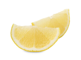 Pieces of fresh lemon isolated on white