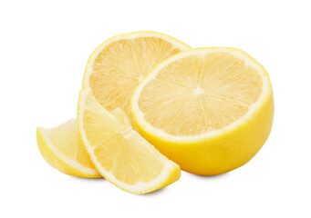 Pieces of fresh lemons isolated on white