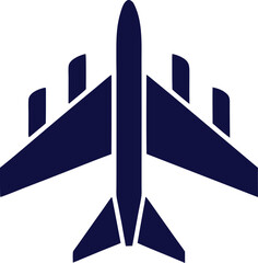 Minimal flat airplane jet symbol. Great for flight, tourism, and transportation vector illustrations.