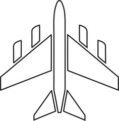 Airplane fighter jet line icon vector. Simple and modern aircraft outline for travel, aviation, and military design projects.