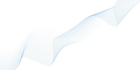 Abstract blue smooth wave on a white background. Dynamic sound wave. Design element. Vector illustration.