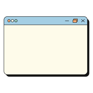 Retro user interface tabs and icons. Computer software screen panels and dialog boxes, retro desktop computer interface with frames.