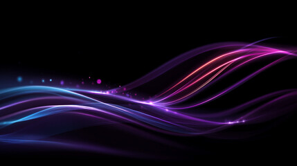 abstract background with Fast moving neon light trails in pink, purple, and blue hues, curving and twisting on a black background. digital technology concept, speed motion, futuristic design wallpaper