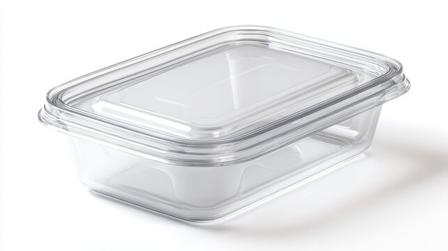 Clear glass food storage container with transparent lid on white background, perfect for kitchen organization and meal prep storage solutions