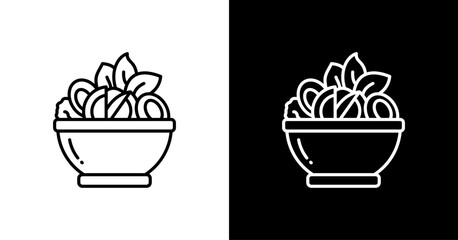 Salad Bowl  White Icon Set Design