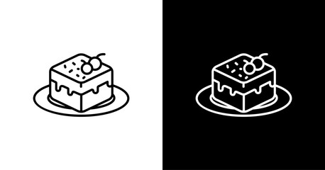 Chocolate Cake  White Icon Set Design