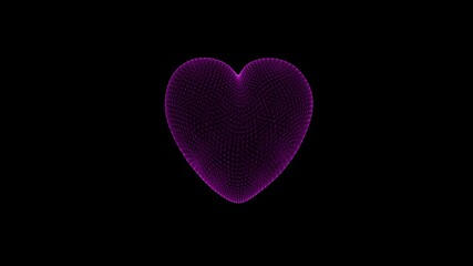 Pulsating Purple Wireframe Heart on Black Background - Powered by Adobe