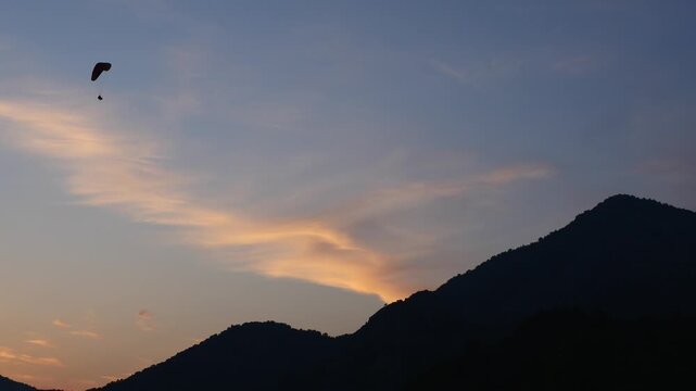 paragliding clouds sunset dusk fethiye blue lagoon oludeniz famous tourism place babadag 