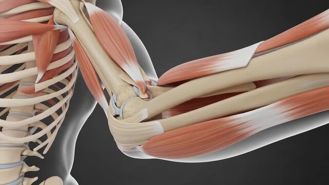 Detailed 3D Animation Showing the Arm Muscle Structure and Movement of Human Anatomy