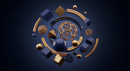 Abstract 3D deconstructed clock face for luxury business and time efficiency