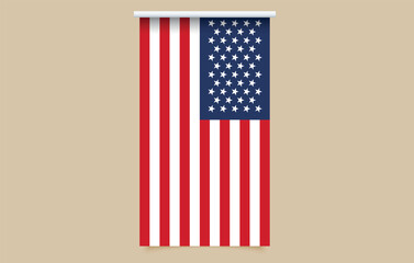 Vertical American Flag Vector Illustration, ideal for patriotic themes, national holidays, Independence Day.