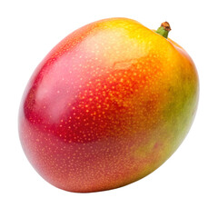 Obraz premium Close up of a ripe mango fruit isolated on transparent background, showcasing its vibrant colors and smooth skin