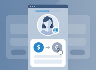 Online Currency Exchange Service Interface with User Profile and Transaction Icons.