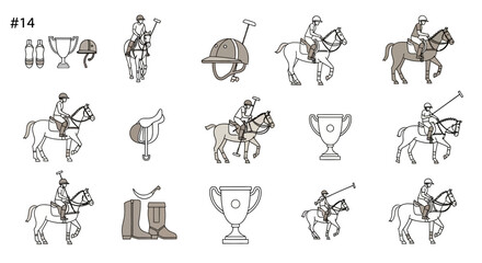 Equestrian polo sports equipment vector illustration showcases a sophisticated and dynamic outdoor