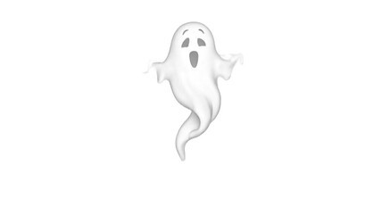 A grayscale depiction of a cartoon ghost with eye and mouth holes - Powered by Adobe