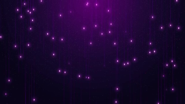Falling Neon Ornament Particles with Light Trails &ndash; Purple Celebration Background Animation