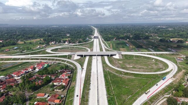 Aerial view of the Prambanan highway interchange. Aerial view of Indonesia's infrastructure.