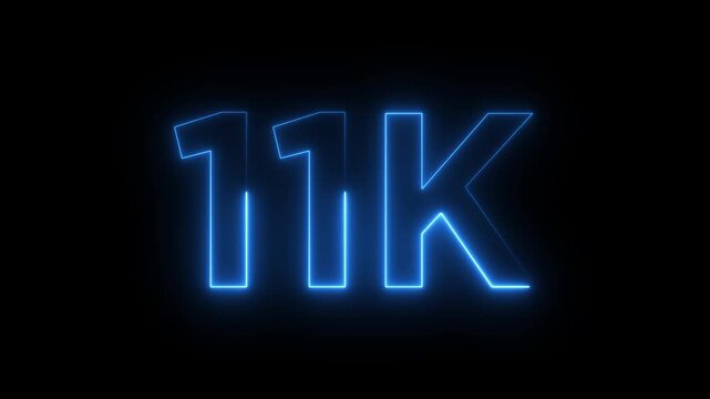 Abstract glowing neon light 11K letter animation.11K followers or subscribers.Thank you followers congratulation.11K subscribers modern animation banner design.