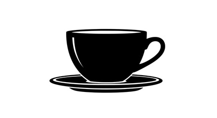 Coffee cup silhouette with saucer