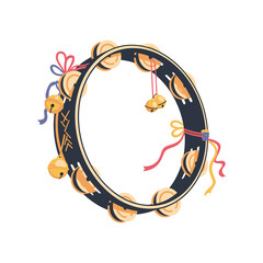 Tambourine with ornaments in festive style for Christmas and New Year  