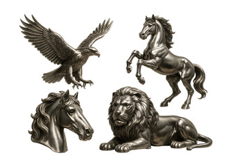 Intricately detailed metal animal figurines add sophistication to any office desk.