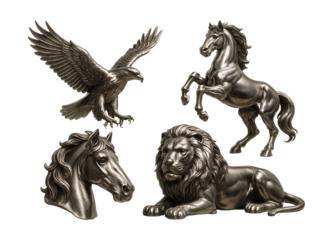 Intricately detailed metal animal figurines add sophistication to any office desk.