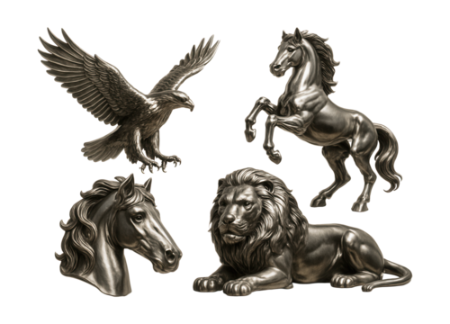 Intricately detailed metal animal figurines add sophistication to any office desk.