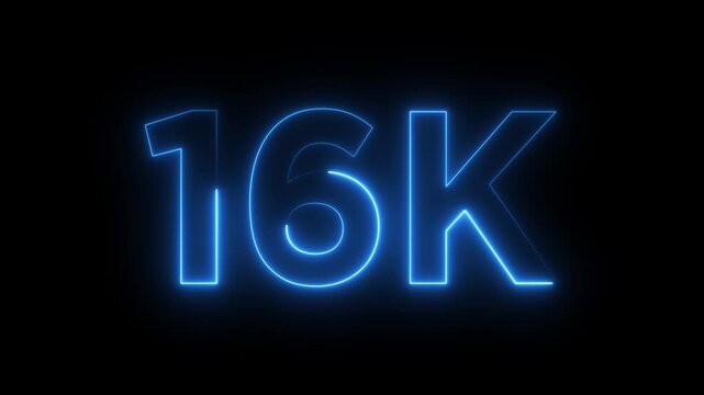 Abstract glowing neon light 16K letter animation.16K followers or subscribers.Thank you followers congratulation.16K subscribers modern animation banner design.