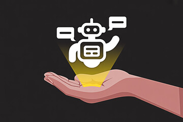 Ai chatbot assistant on hand concept for customer support virtual assistant and automation technology