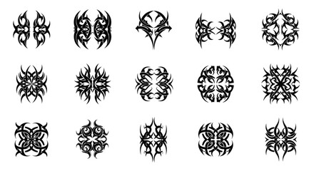 Collection of abstract tribal tattoo designs, perfect for graphic resources and customization
