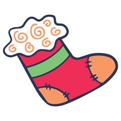 Christmas Stocking Vector Icon Stock Illustration