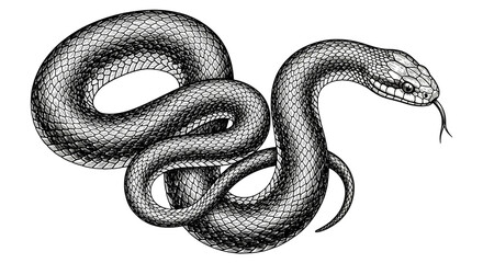 Obraz premium Hand drawn illustration of a snake isolated on transparent background